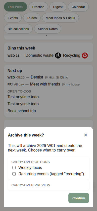 Archive modal