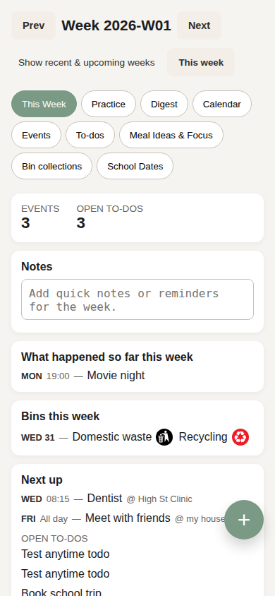 Family Planner - This Week screen